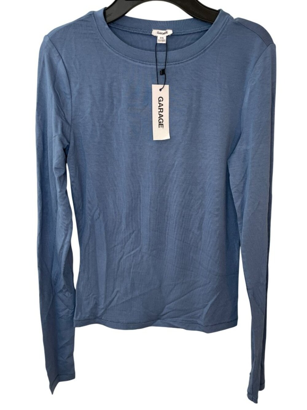Garage Smooth Long Sleeve Crewneck Shirt Icon Blue Women's Sz S MSRP$35 NWT